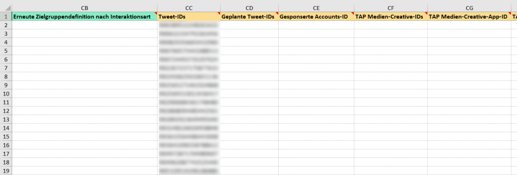 Exportierte Tabelle mit Tweet-IDs