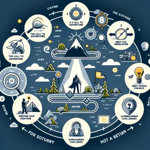 Die Phasen der Heldenreise als Infografik